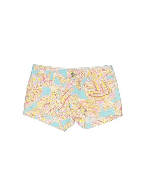 Lilly Pulitzer Cotton Multi Color Yellow Khaki Shorts Size