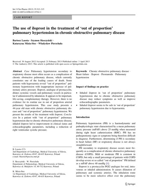 (PDF) The use of iloprost in the treatment of 'out of proportion ...