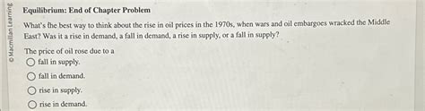 Solved Equilibrium End Of Chapter Problemwhat S The Best Chegg