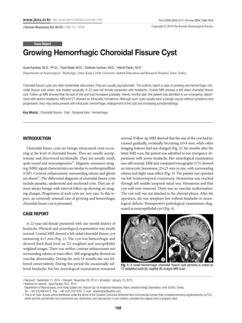 (PDF) Growing Hemorrhagic Choroidal Fissure Cyst