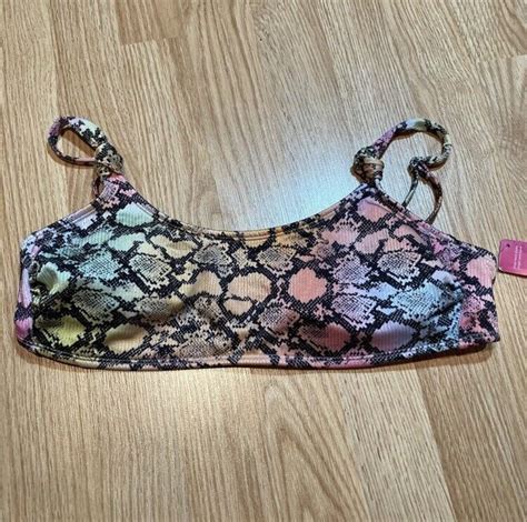 NWT Xhilaration Rainbow Snake Skin Bikini Top XL EBay