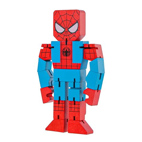 MINISO Marvel Wooden Figure 7.76 Inch, Spider Man Cute Toy Mannequin ...