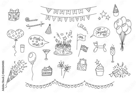 Birthday Party Vector Black And White