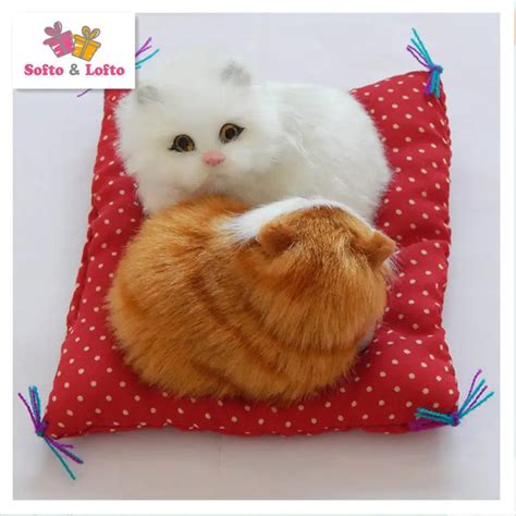Free Shipping Cute Artificial Baby Cat Couple Plush Kat Kittens Pussy Cat Doll Table Decorations