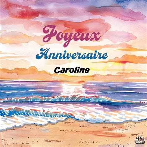 Lever Soleil Plage Avec Le Texte Joyeux Anniversaire Caroline 123cartes