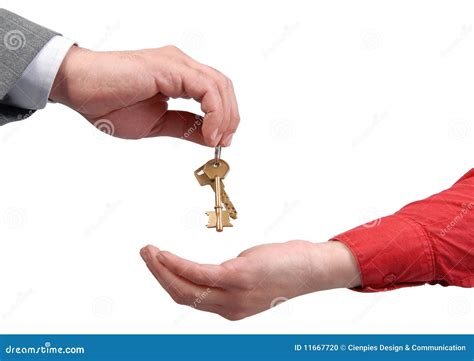 Businessman Handing A Key To A Woman Hand Stock Photo Image Of