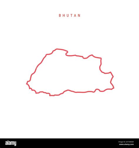 Bhutan editable outline map. Bhutanese red border. Country name. Adjust ...