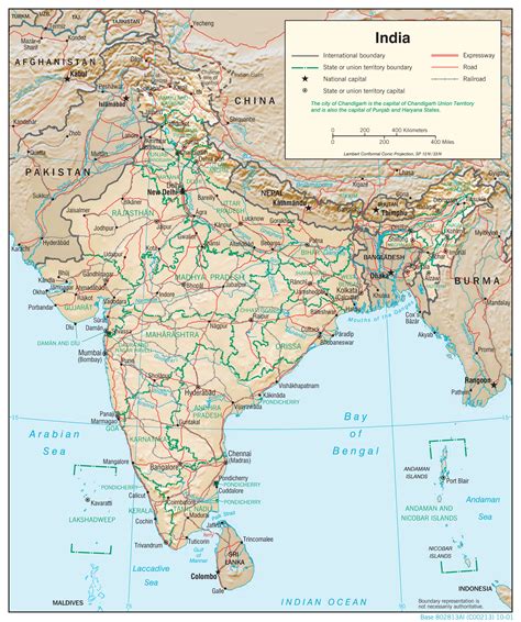 India relief map - Maps of India