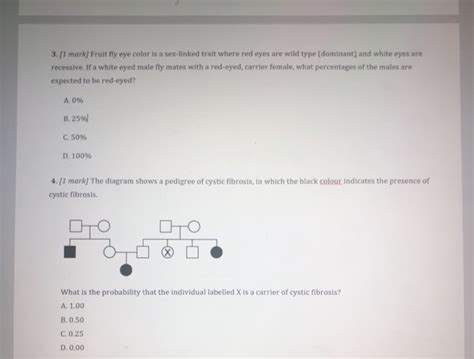 Solved Mark Fruit Fly Eye Color Is A Sex Linked Trait Chegg