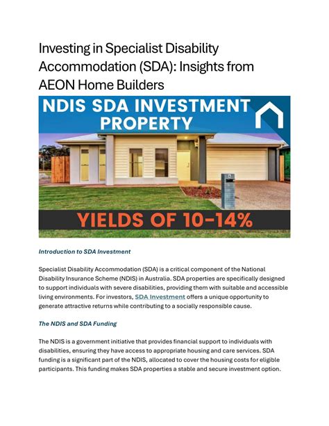 PPT Investing In Specialist Disability Accommodation SDA Insights