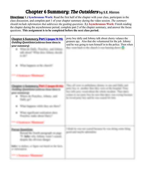SOLUTION: chapter 6 summary the outsiders - Studypool