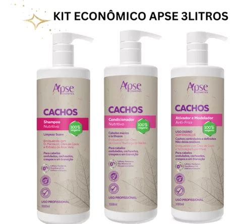 Kit Apse Cachos 1 Litro Kit3 Produtos Sh cond ativ 1lit Cada Frete grátis