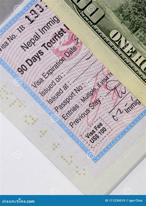 Visa To Nepal, Worth US 100 2017 Stock Image - Image of isolated, style