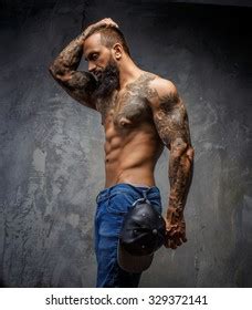 Awesome Tattooed Bearded Man Naked Torso Stock Photo Shutterstock