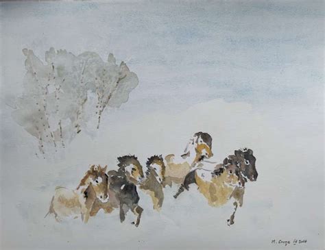 Galop D Hiver Peinture Aquarelle Par Michel Croze