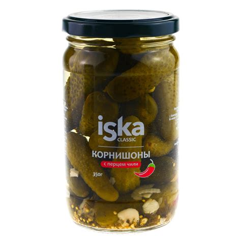 Огурцы корнишоны Iska (Иска) 350г маринованные чили купить с доставкой ...