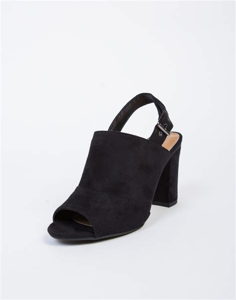 Slingback Suede Heels Black Open Toe Heel Sandls 2020ave