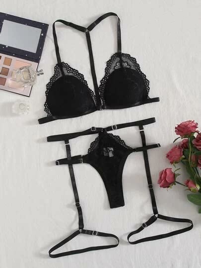 Eyelash Lace Garter Lingerie Set Shein In Atelier Yuwa Ciao Jp