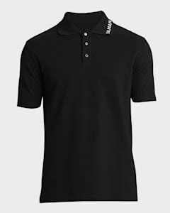 Balmain Men S Mini Monogram Wool Polo Shirt Neiman Marcus