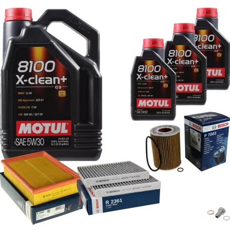 BOSCH INSPECTION SET 8L Motul 8100 X Clean 5W 30 Pour BMW D 5er 523i