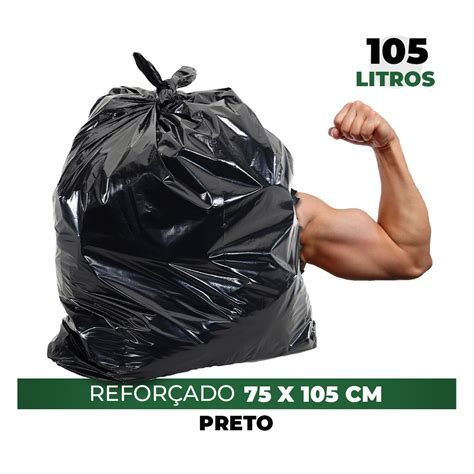 Saco De Lixo 105l Preto Reforçado 100 Pç Marcplast Em Oferta