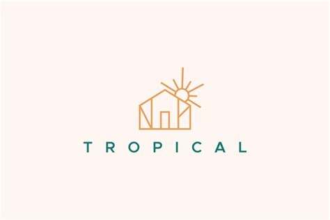 Premium Vector Tropical Building House Brand Identity Summer Rent