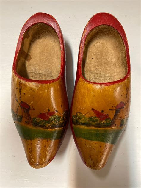 Vintage Hand Painted Dutch Wooden Clogs From 1934 Etsy