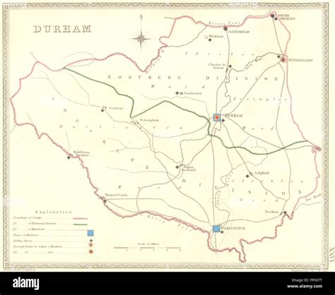 County Durham Antique County Map Fotograf As E Im Genes De Alta