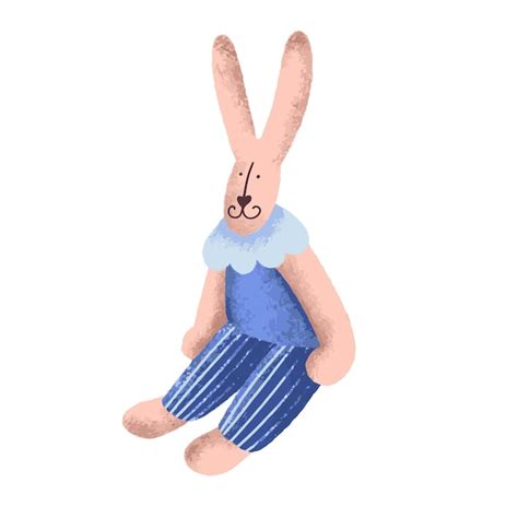 Premium Vector A Rabbit In A Blue Suit Cute Bunny Character Vector