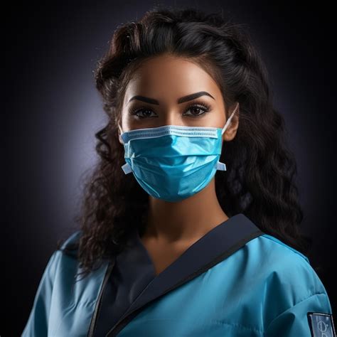 Premium Ai Image Portrait Of A Young Woman Wearing A Surgical Mask On