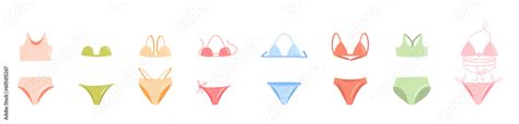 Female Swimsuits Set Doodle Bikini Collection Modern Minimalistic Lingerie And Swimwear Pieces