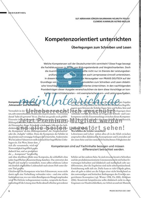 Kompetenzorientiert Unterrichten Berlegungen Zum Schreiben Und Lesen