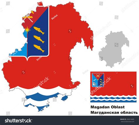 outline map  magadan oblast  flag regions royalty  stock vector  avopixcom