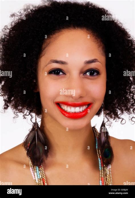 Attractive Light Skinned Black Woman Smiling Portrait Stock Photo - Alamy