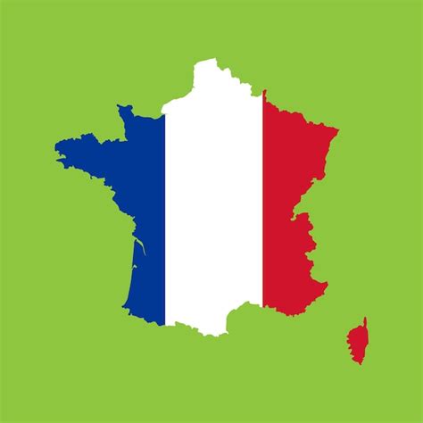 Premium Vector | A map of france with a white and red flag on a green ...