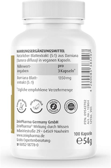 Damiana Mg Capsules Zeinpharma Vitalabo Online Shop