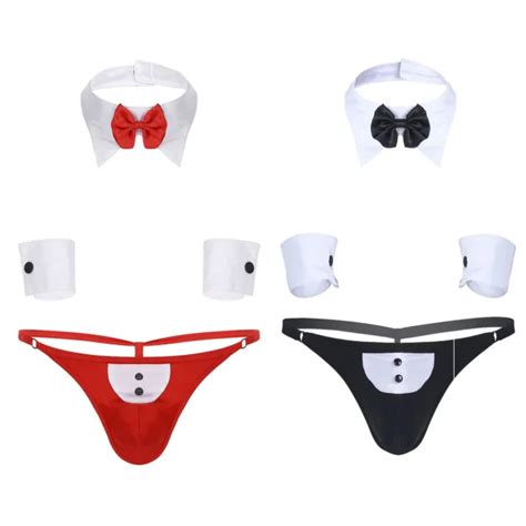 SEXY MEN WAITER Tuxedo Lingerie Set G String Thong Bow Tie Collar Cuff Underwear 11 99