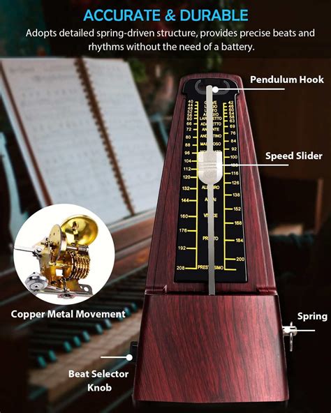 LMS Metrónomo mecánico universal para piano guitarra violín tambores