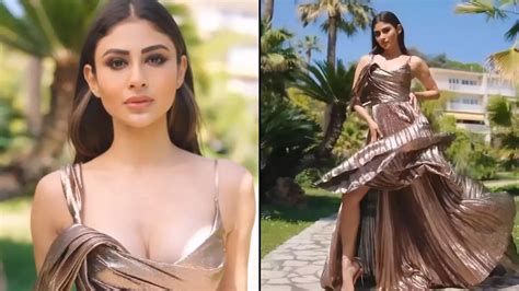 Mouni Roy Flaunts Her Gorgeous Look Wearing A Shimmery Brown Gown With