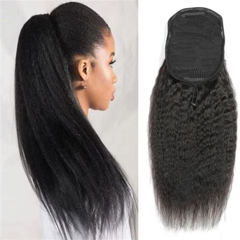 Kinky Straight Human Hair Ponytail Brazilian Virgin Ponytail Hair