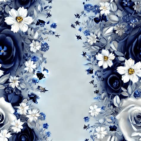 Marineblaue Blumen In Einem Blassen Blumenrahmen Creative Fabrica