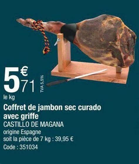 Promo Coffret De Jambon Sec Curado Avec Griffe Castillo De Magana Chez