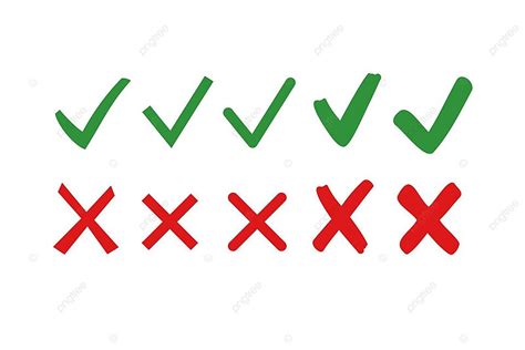 Flat Style Check Marks And Cross Symbols Right Agreement Pass Vector