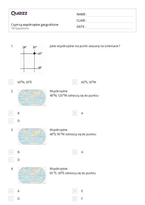 Ponad 50 szerokość i długość geograficzna arkuszy w Quizizz Darmowe i