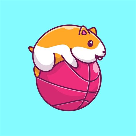 Premium Vector Cute Hamster Playing Ball Icon Illustration Hamster