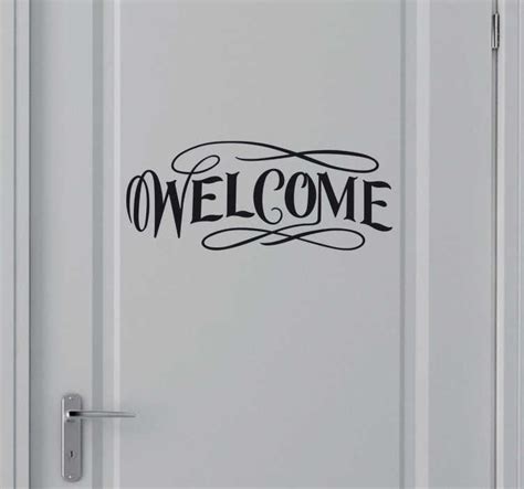 Calligraphic welcome text door sticker - TenStickers