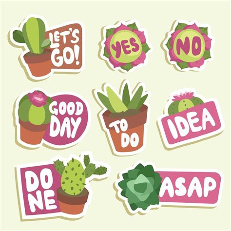 Cactus Succulents Journal Stickers 19144987 Vector Art At Vecteezy