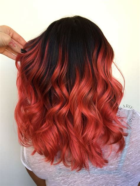 Bright Red Pulp Riot Fireball Balayage With Root Melt