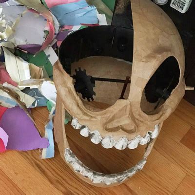 Paper Mach Skull Mask With Dancing Skeletons Part