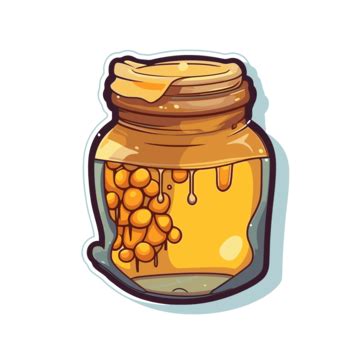 Honey Jar Vector Sticker Clipart Jar Of Honey With Flowers And Daisies